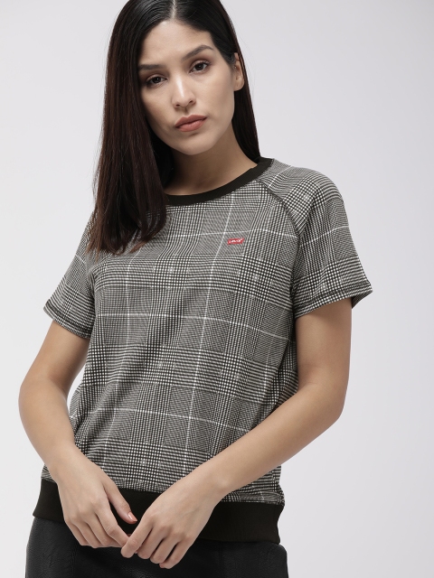 

Levis Women Grey & White Checked Sweatshirt