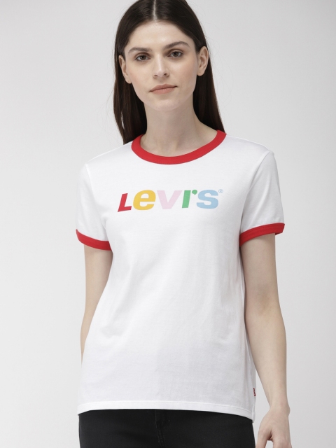 

Levis Women White Printed Round Neck T-shirt