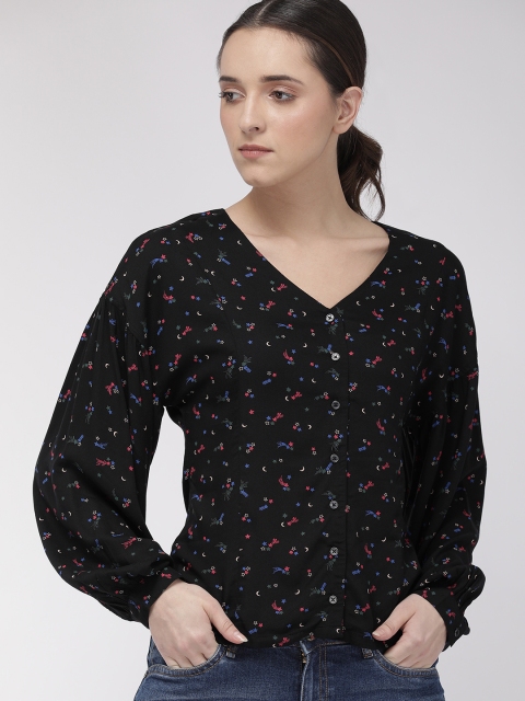 

Levis Women Black Printed Shirt Style Top
