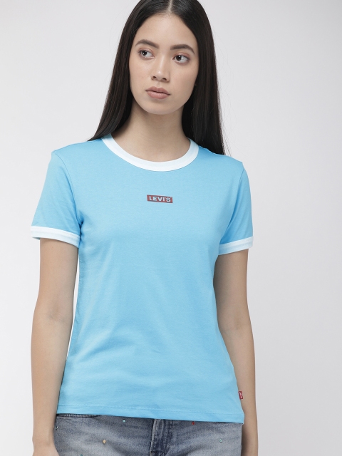 

Levis Women Blue Solid Round Neck T-shirt