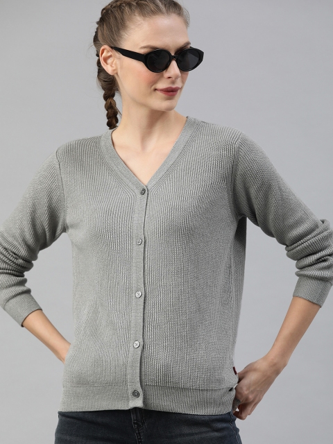 

Levis Women Grey Ribbed Cardigan Sweater