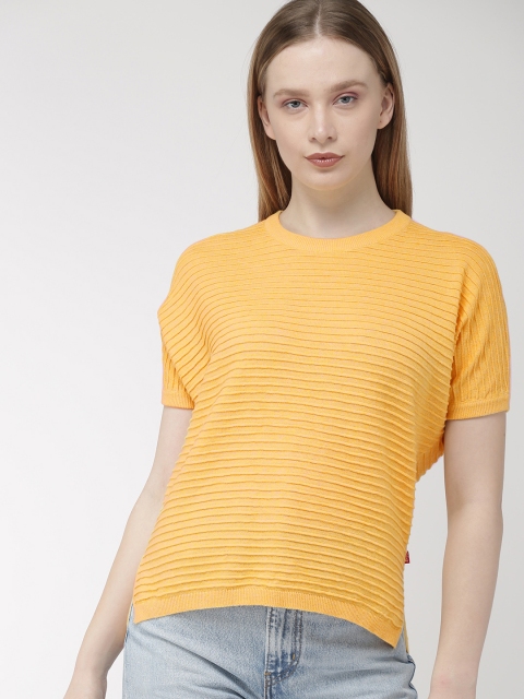 

Levis Women Orange Solid Round Neck T-shirt