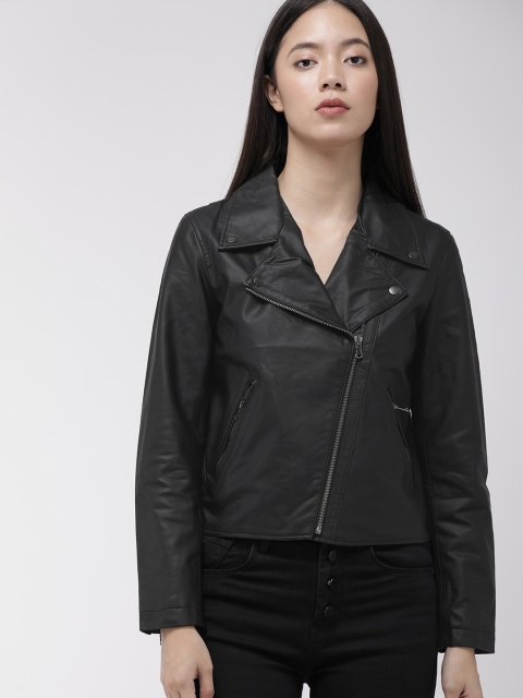 

Levis Women Black Solid Biker Jacket