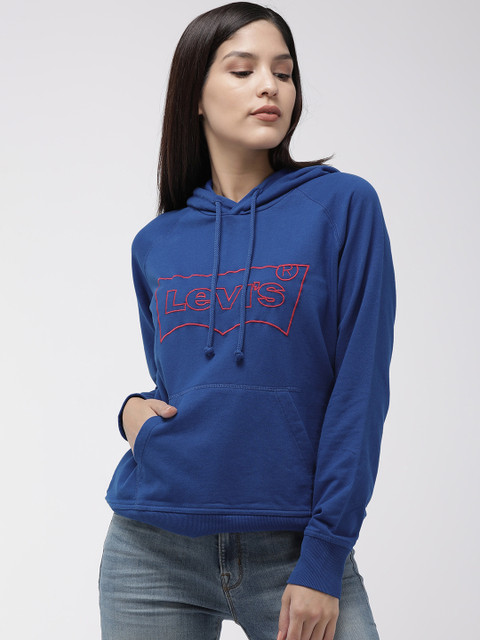 

Levis Women Blue Printed Hooded Sweatshirt