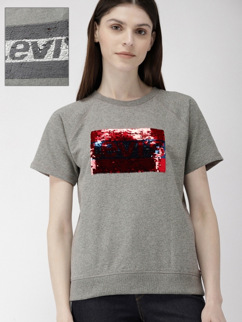 

Levis Women Grey Melange Sequinned Sweatshirt