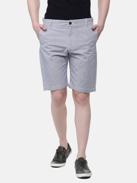 

People Men Blue Striped Regular Fit Regular Shorts