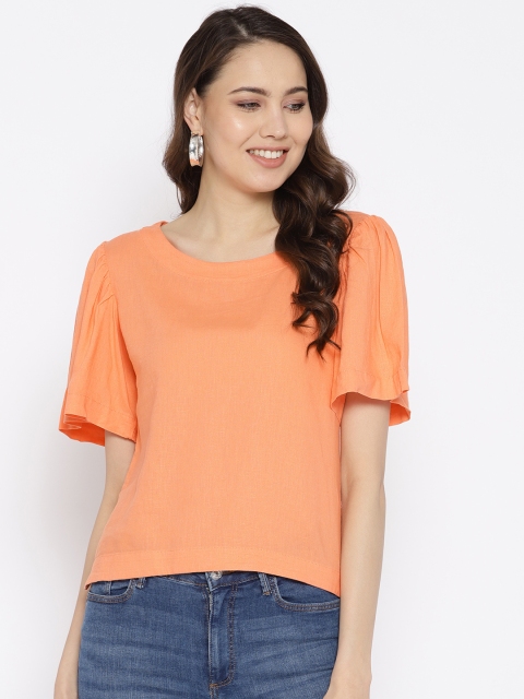 

Marks & Spencer Women Coral Orange Solid Top