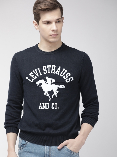 

Levis Men Navy Blue Self Design Sweater