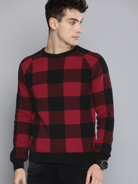 

Levis Men Red & Black Checked Pullover Sweater