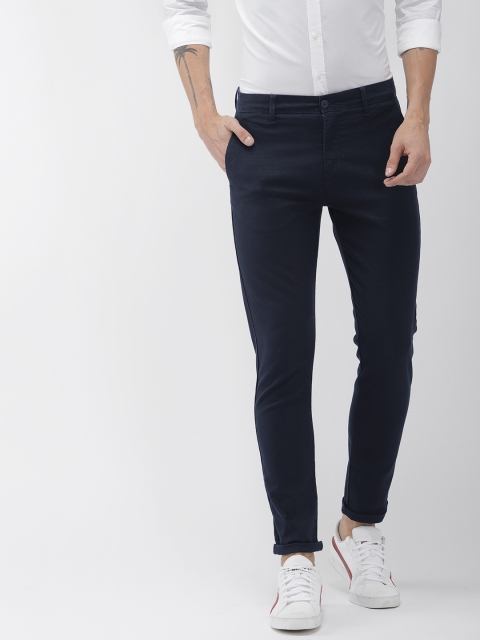

Levis Men Navy Blue Tapered Fit Self Design Regular Trousers