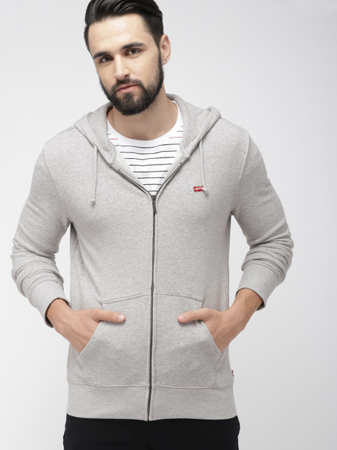 

Levis Men Grey Solid Hooded Sweatshirt