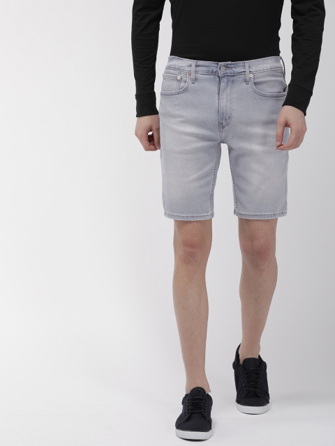 

Levis Men Blue Regular 502 Tapered Fit Solid Denim Shorts