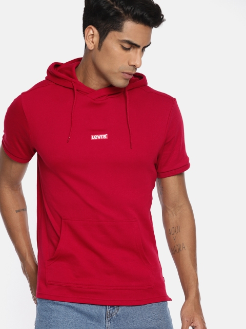 

Levis Men Red Solid Hood T-shirt