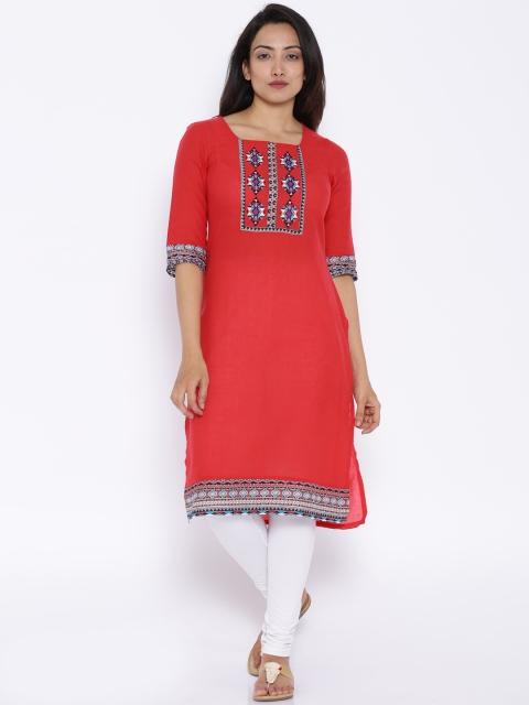 

Aurelia Red Embroidered Kurta