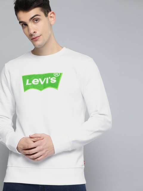 

Levis Men White Solid Sweatshirt with Applique Detailing