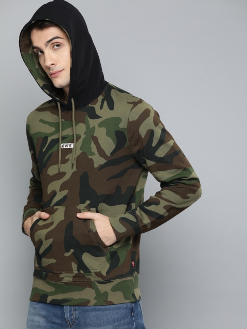 

Levis Men Green & Brown Camouflage Printed Hooded Sweatshirt