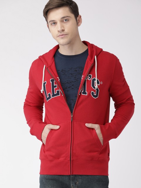 

Levis Men Red Embroidered Hooded Sweatshirt
