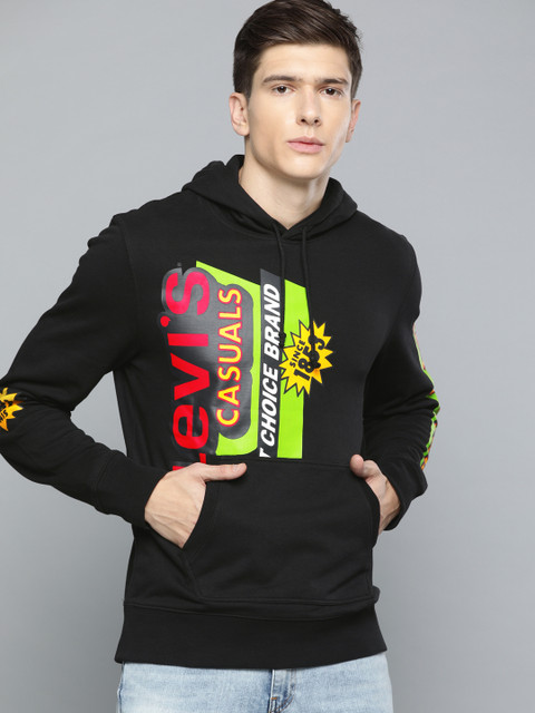 

Levis Men Black Printed Hooded Sweatshirt