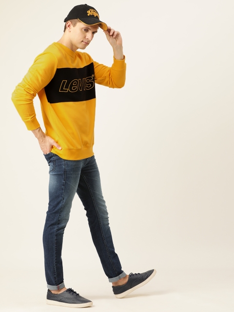 

Levis Men Mustard Yellow & Black Printed Sweatshirt