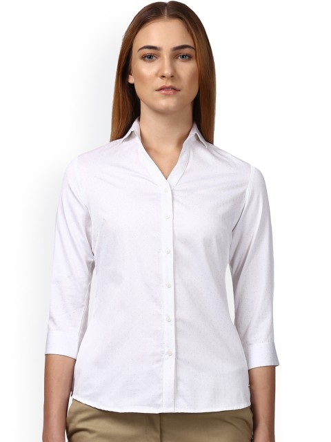 

Park Avenue Women White Regular Fit Printed Formal Shirt