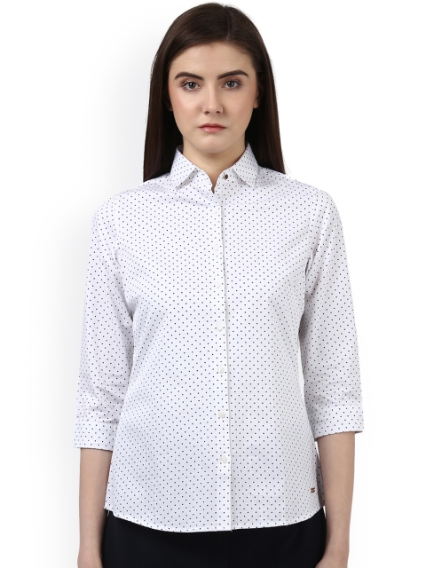 

Park Avenue Women White & Black Regular Fit Printed Formal Shirt