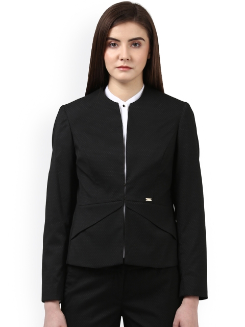 

Park Avenue Women Black Printed Open Front Jacket