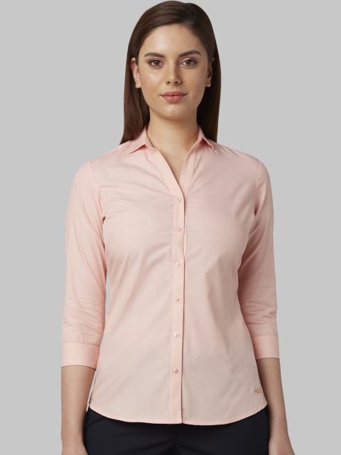 

Park Avenue Women Peach-Coloured Regular Fit Solid Formal Shirt
