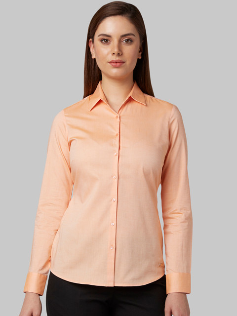 

Park Avenue Women Orange Regular Fit Solid Formal Shirt