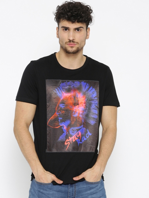 

SF JEANS by Pantaloons Black Printed T-shirt