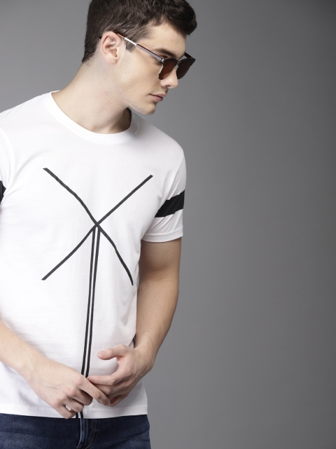 

Moda Rapido Men White Printed Round Neck T-shirt