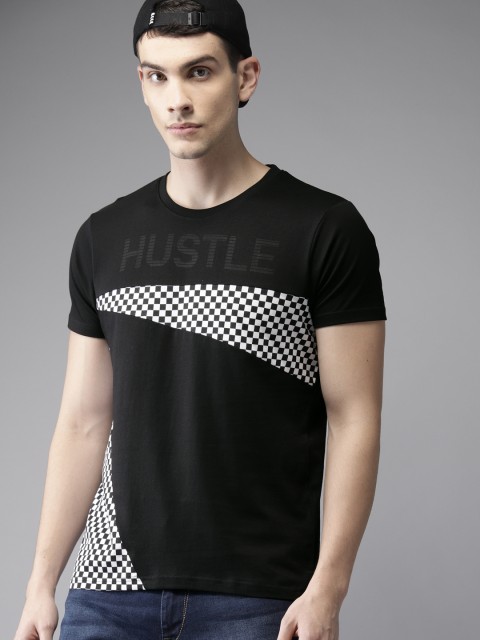 

Moda Rapido Men Black Printed Round Neck T-shirt