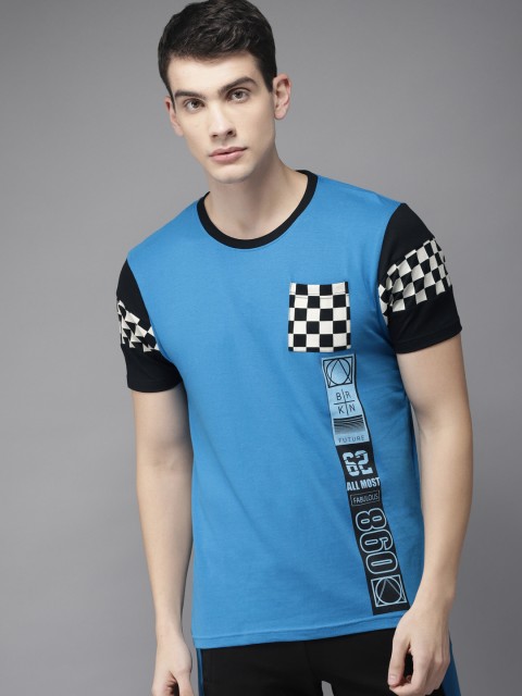 

Moda Rapido Men Blue & Black Printed Round Neck T-shirt