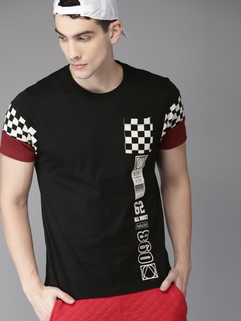 

Moda Rapido Men Black Printed Round Neck T-shirt