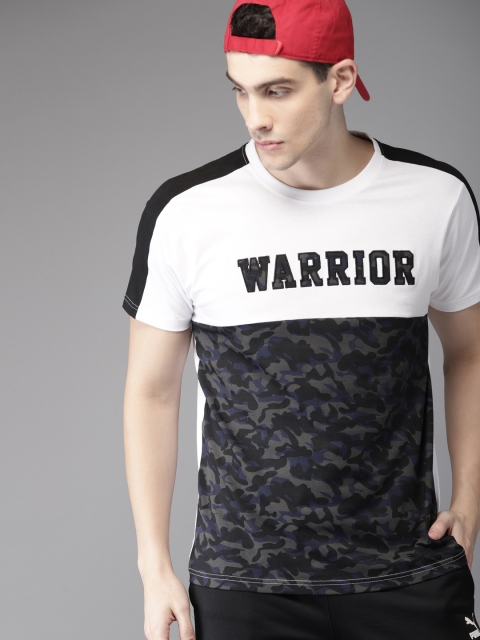 

Moda Rapido Men White & Black Camouflage Printed Round Neck T-shirt