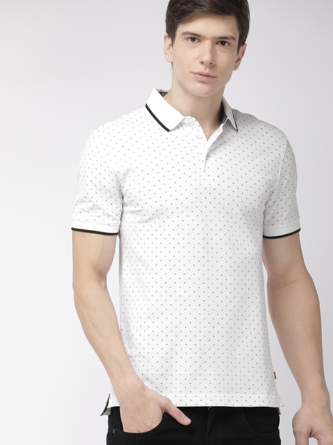 

Levis Men White & Navy Blue Printed Polo Collar T-shirt