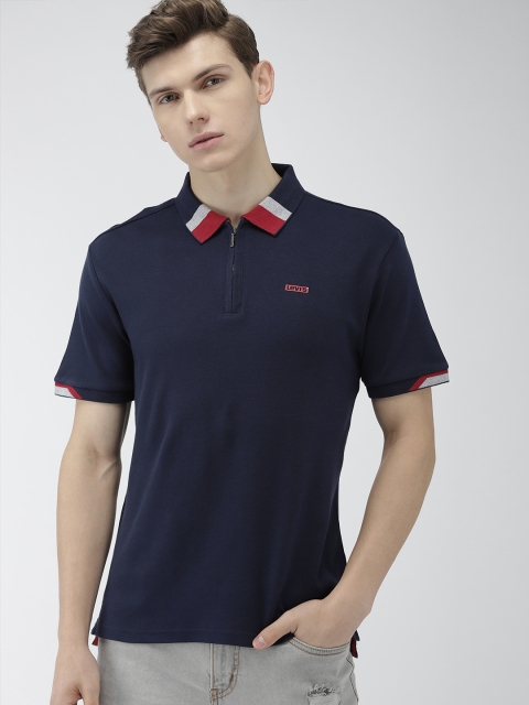 

Levis Men Navy Blue Solid Slim Fit Polo Collar T-shirt