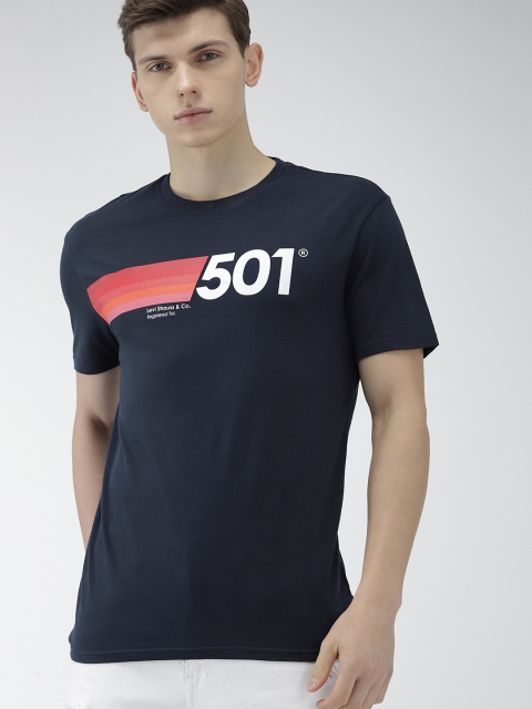 

Levis Men Navy Blue Printed Round Neck Pure Cotton T-shirt