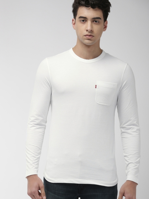 

Levis Men White Solid Round Neck T-shirt