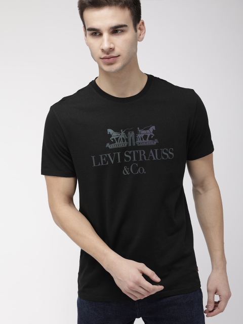 

Levis Men Black Printed Round Neck Pure Cotton T-shirt