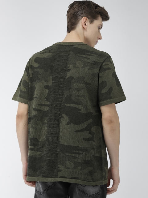 

Levis Men Olive Green Self Design Round Neck T-shirt