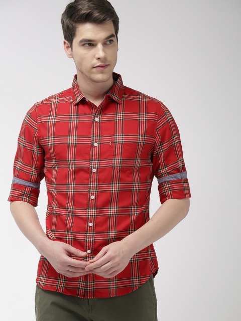 

Levis Men Red & Yellow Slim Fit Checked Casual Shirt