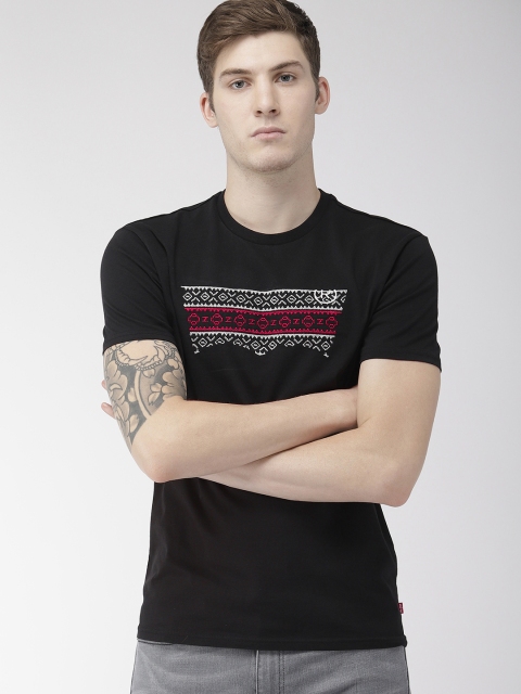 

Levis Men Black Embroidered Round Neck T-shirt