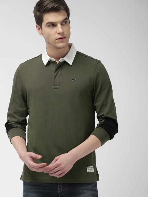 

Levis Men Olive Green Solid Polo Collar T-shirt