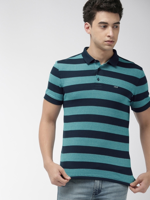 

Levis Men Sea Green Striped Polo Collar T-shirt