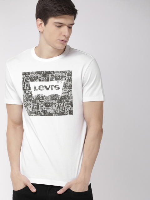 

Levis Men White Printed Round Neck Pure Cotton T-shirt