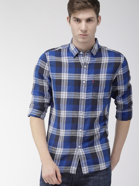 

Levis Men Blue & Black Slim Fit Checked Casual Shirt