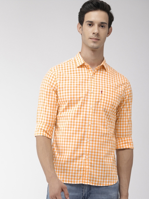 

Levis Men Yellow & White Slim Fit Checked Casual Shirt