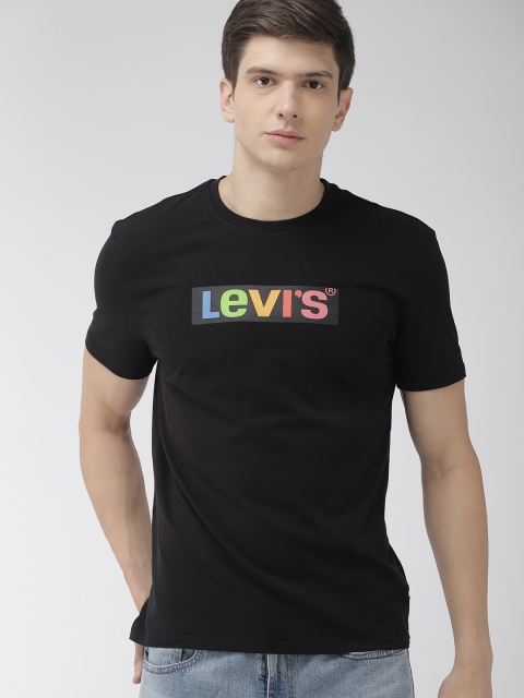 

Levis Men Black Printed Round Neck Pure Cotton T-shirt