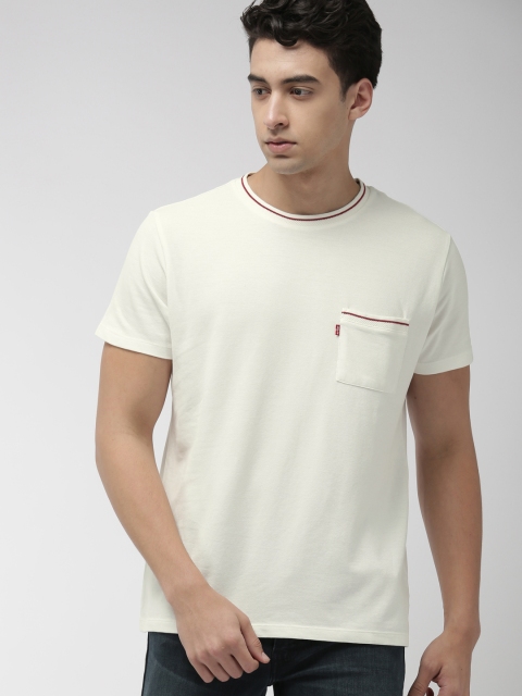 

Levis Men White Solid Round Neck T-shirt