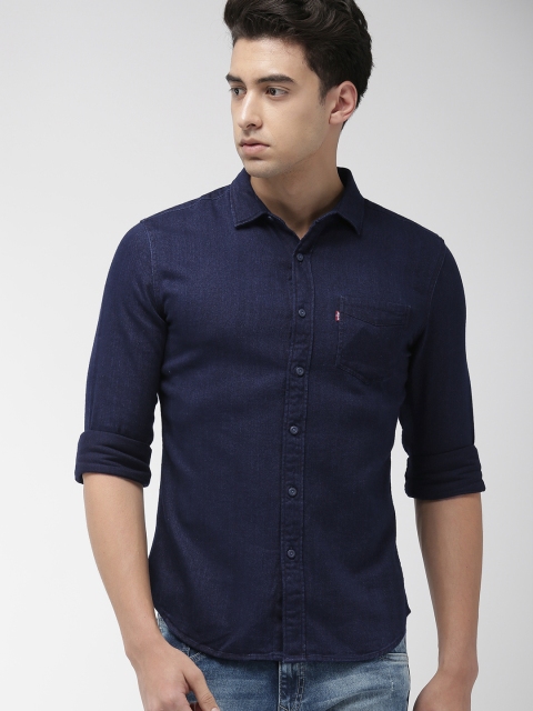 

Levis Men Blue Slim Fit Solid Casual Shirt